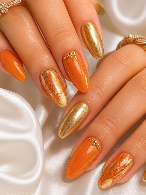 Orange-and-Gold-Nails
