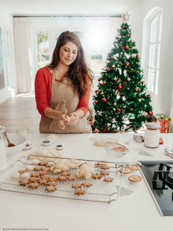 Woman-preparing-Christmas-food-in-a-bright-home-kitchen
