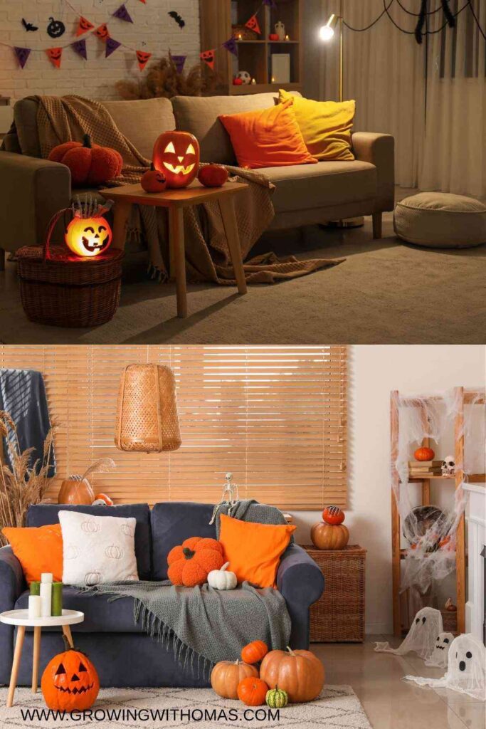 living-room-with-warm-lights-and-pumpkin-on-simple-halloween-decor-ideas-for-your-home