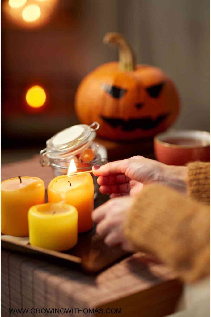 living-room-with-lights-and-candles-on- simple-halloween-decor- ideas-for-your-home