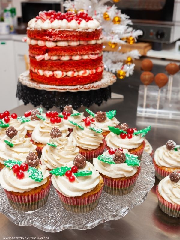 Festive-Christmas-dessert-table-with-gingerbread-cookies-red-velvet-cake-cupcakes-Featured-image-in-Christmas-dessert-ideas