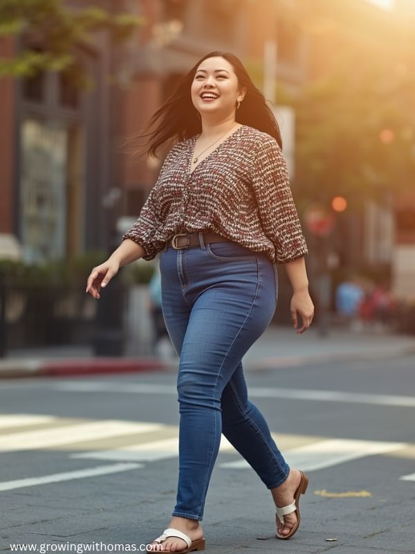 Plus-size-woman-wearing-jeans-and-a-stylish-blouse