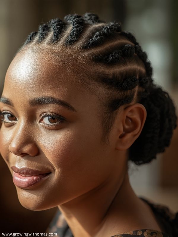 a-woman-in-a-Protective-hairstyle-with-tucked-in-ends.-in-why-your-hair-isnt-retaining-length